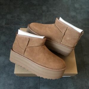 UGG Tan Platform Ankle Boots